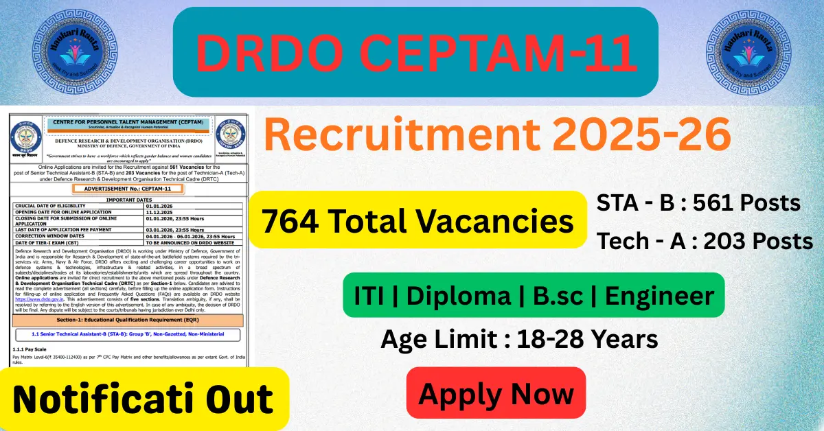 DRDO Ceptam -11 Recruitment 2025