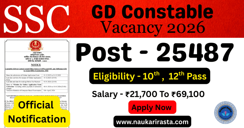 GD Constable vacancy announcement 2026