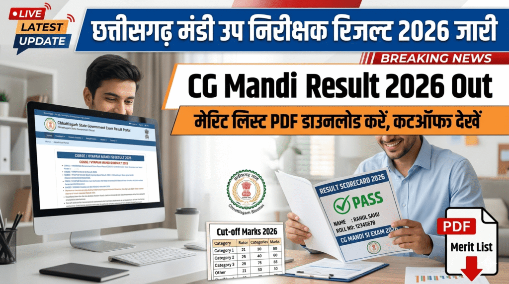 छत्तीसगढ़ मंडी उप निरीक्षक रिजल्ट 2026 मेरिट लिस्ट